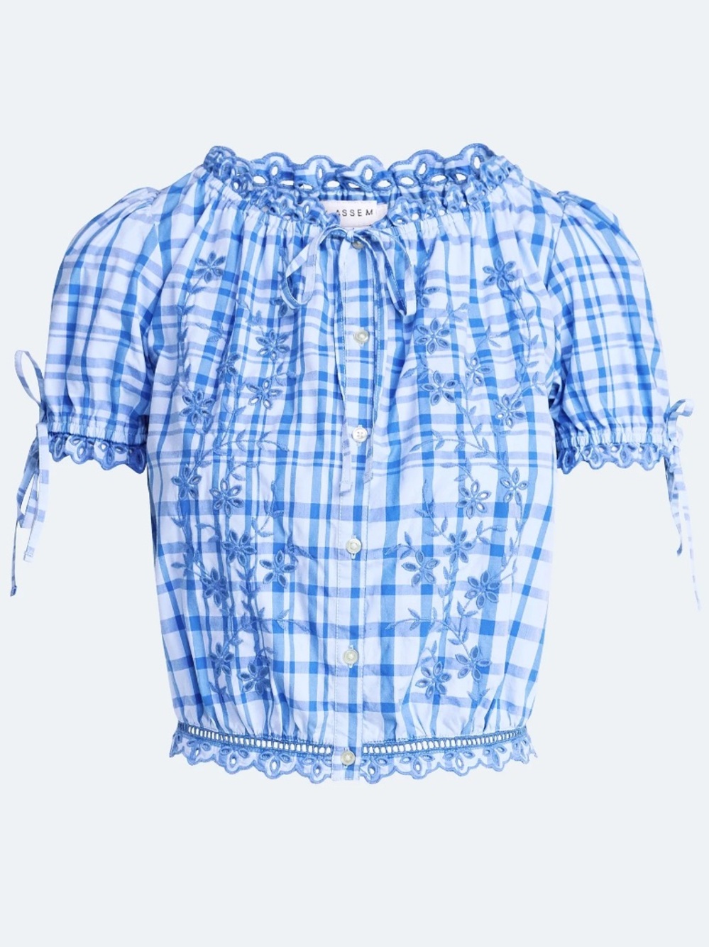Free Assembly Embroidered Cropped Cotton Top Short Sleeves - Picture 5 of 5